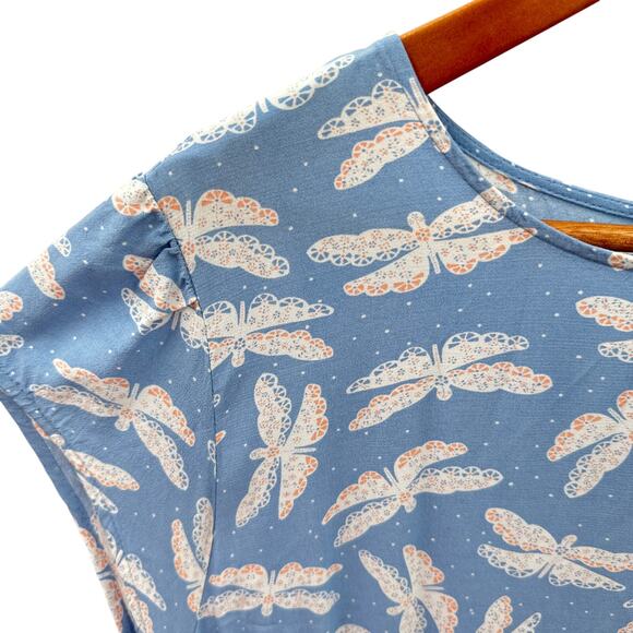 LOFT Soft Blue Butterfly Flutter Sleeve Midi Dress // 12 - Picture 6 of 12